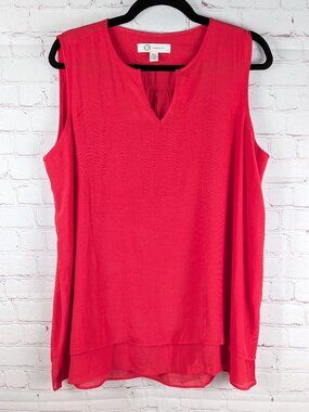 Cristina B. Coral Pink Flowy Sleeveless Top L